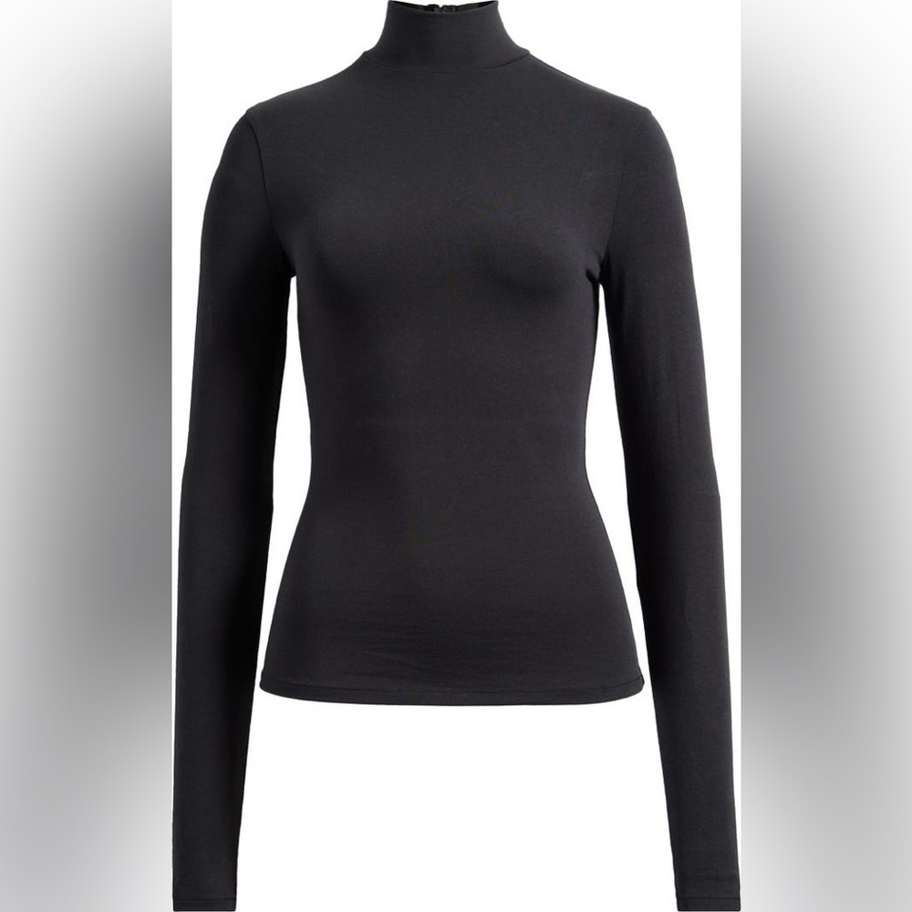 Stretch Cotton Jersey Turtleneck Top Size XS - Picture 2 of 9